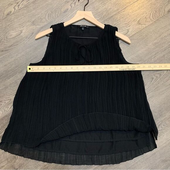 Madewell Tank Top Women’s Small Black Sheer Lined Crinkle Button Hole Tie Swing. - Picture 13 of 16